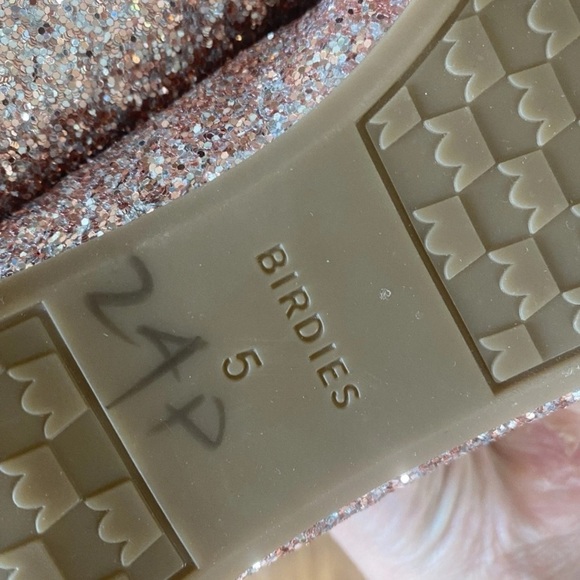 Birdies Starling Flat Loafers Disco Ball Glitter Rose Gold Pink Slip On Size 5 - Picture 4 of 7